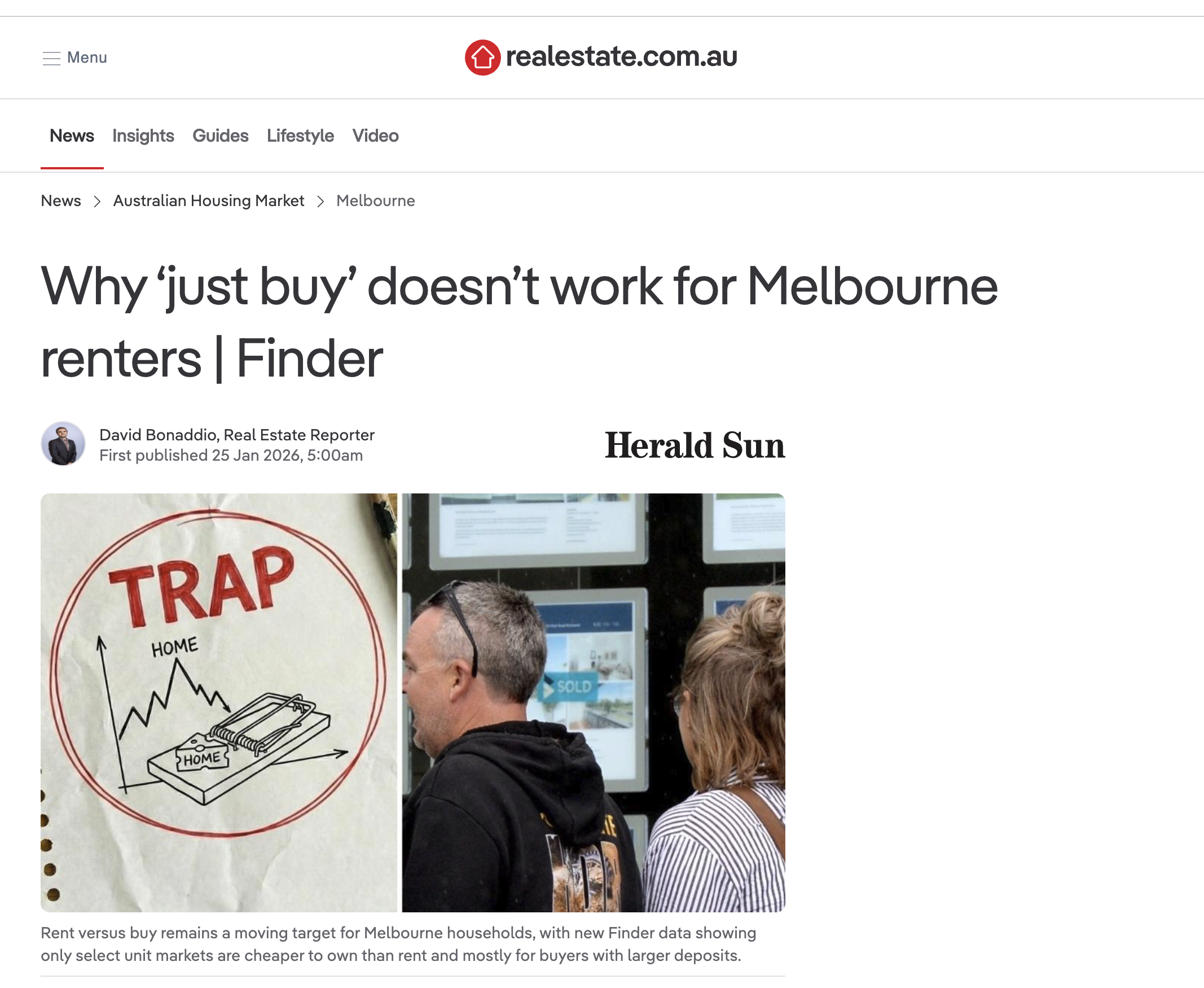 REALESATE.COM.AU ARTICLE FEATURE: Why ‘just buy’ doesn’t work for Melbourne renters 