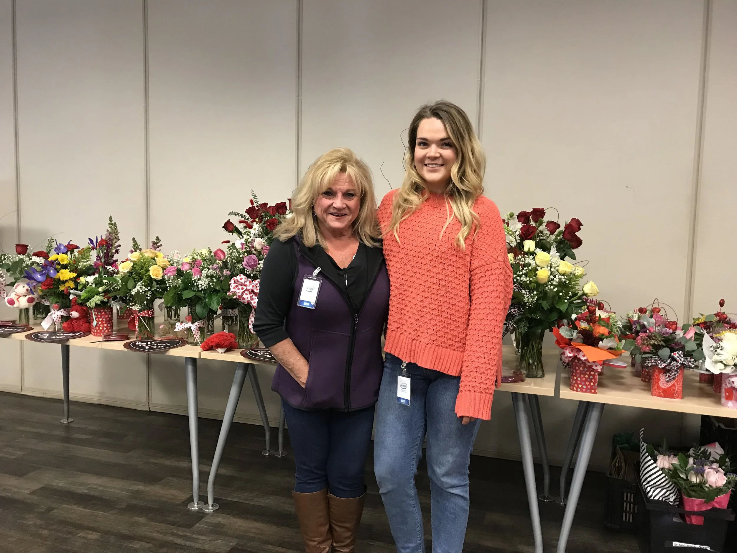 Taylor Cole of Be Sound PR represents Full Garden Floral for a Valentine's Day activation at Intel Chandler