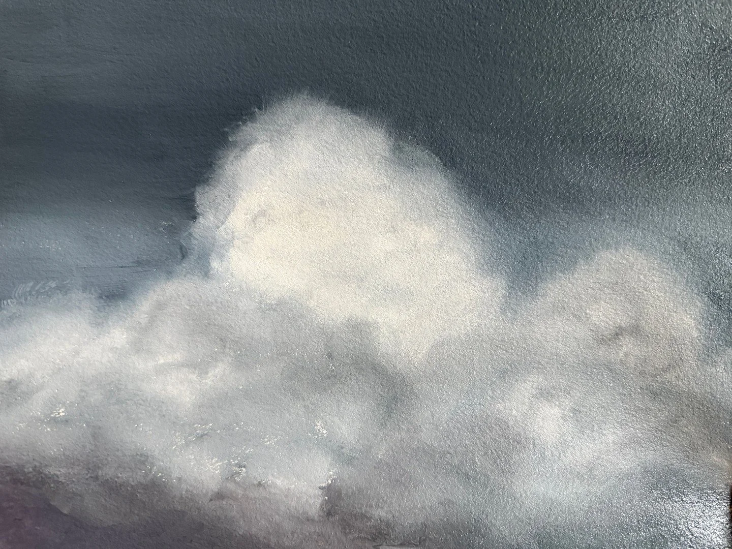 Elusive and wonderful clouds, another oil experiment which took quite awhile. I am really inspired by Cathy Camille's art where she makes clouds look so whimsical, but restricting myself to a limited palette while I learn oils makes my clouds a bit m