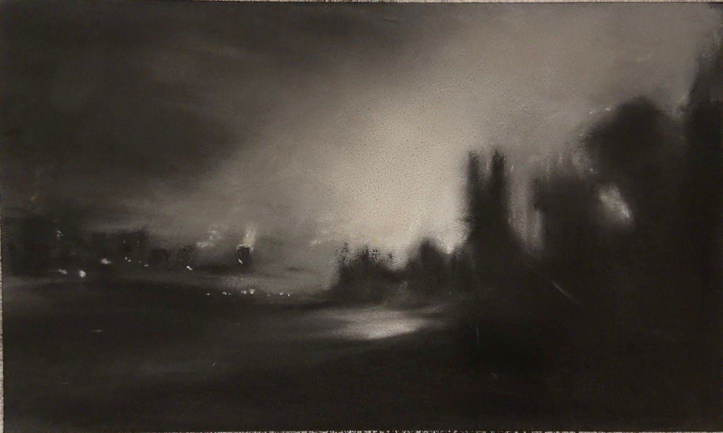 Two monochrome pieces that look like they should be in charcoal but actually just soft pastel! I was so in love with the first one, I tried a more ambitious scene for my second attempt. It really is all about values. 

#softpastel #tonalist