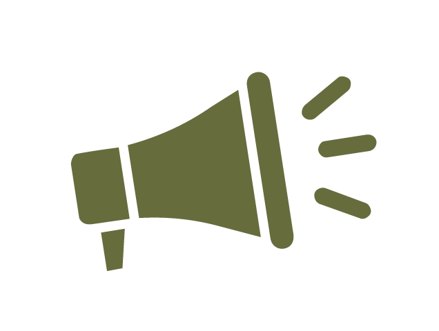 Handheld bullhorn loudspeaker icon for Public Relations for Rooted Collective