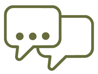 Rooted Collective Internal Communications two speech bubbles