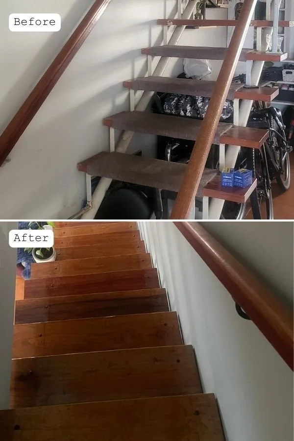 she paints stair restoration project