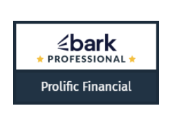 Bark Professional Prolific Financial logo with navy and white color scheme, featuring two gold stars.