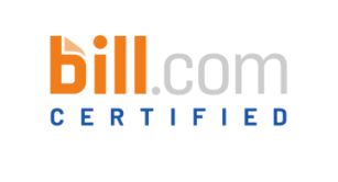 bill.com certified logo in orange, gray, and blue text