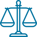 Outline of a balance scale symbol.