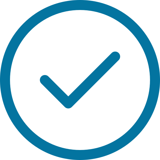 A blue checkmark inside a blue circle