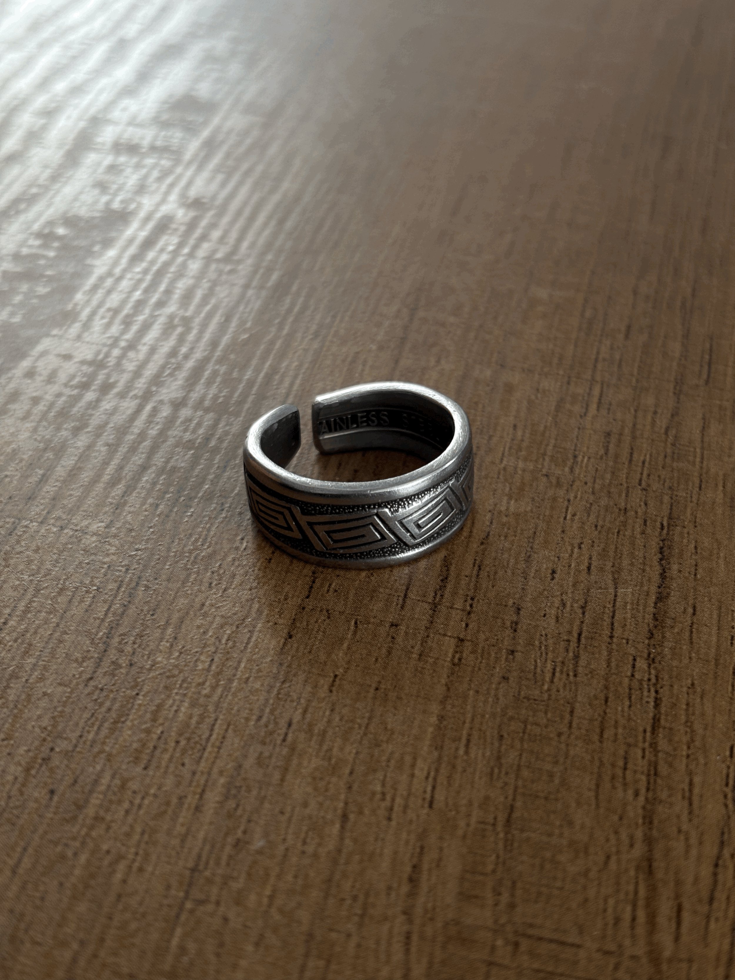 Stainless Steel Ring - Greek Key | Size O