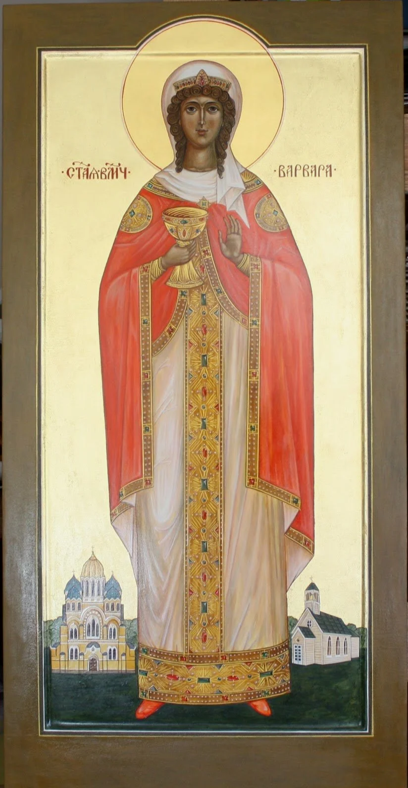 2015 - St. Barbara
53 x 103 cm 
Materials: Wooden panel, mineral pigments, egg tempera, and genuine gold leaves.