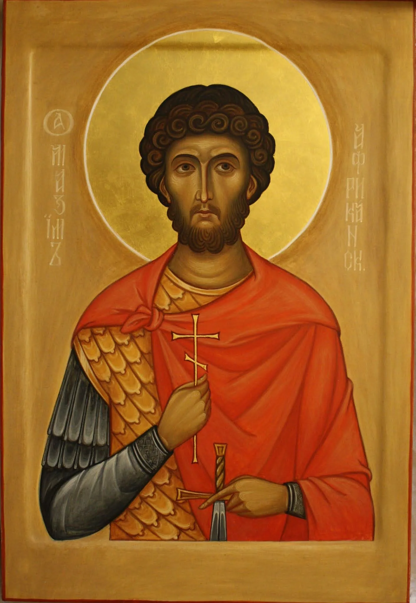 2020 - Saint Martyr Maximus the Warrior
39 x 27.5 cm 
Materials: Wooden panel, mineral pigments, egg tempera, and genuine gold leaves.