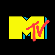 MTV logo with a yellow background and a pink 'V' overlapping the black 'M' and 'TV' text.