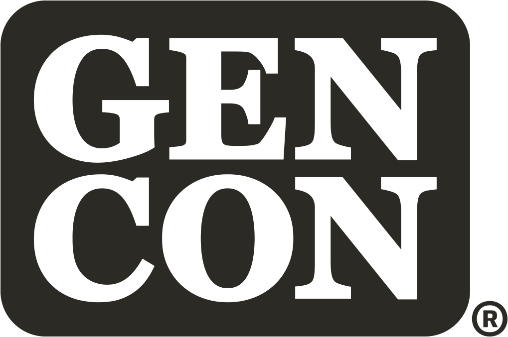 The image contains the words 'GEN CON' in large white letters against a black background.