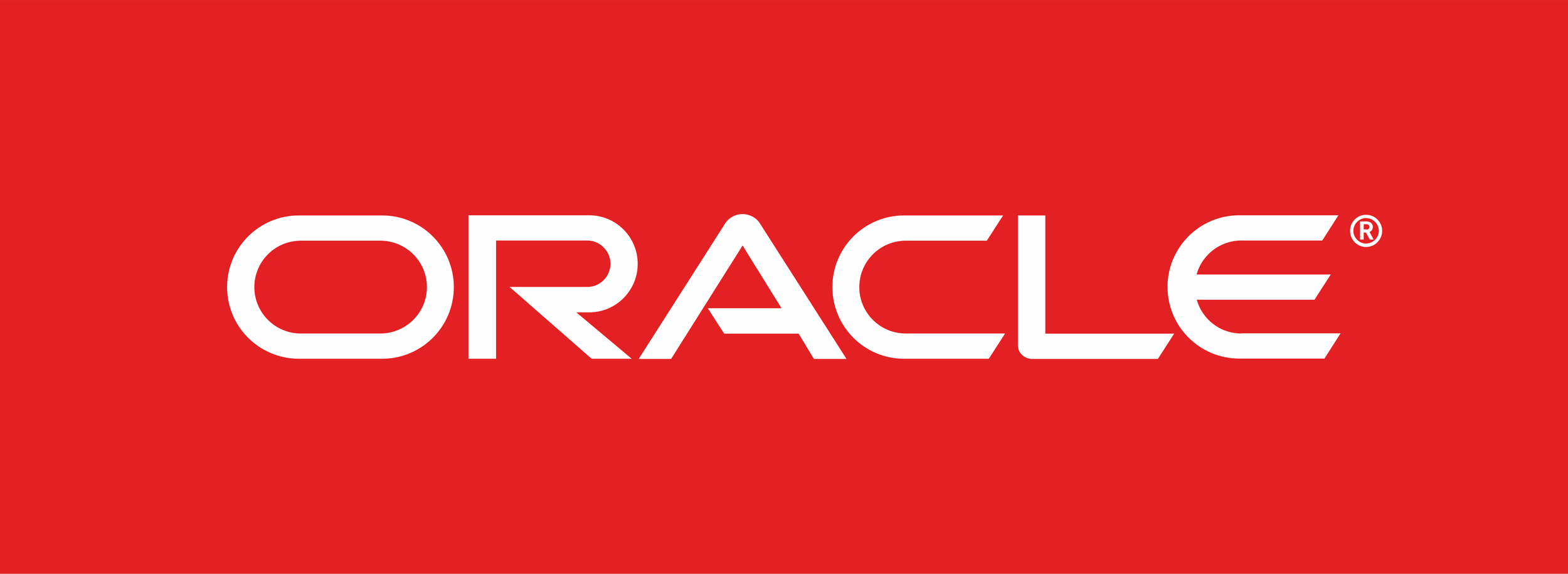 Oralce logo in white text on red background.