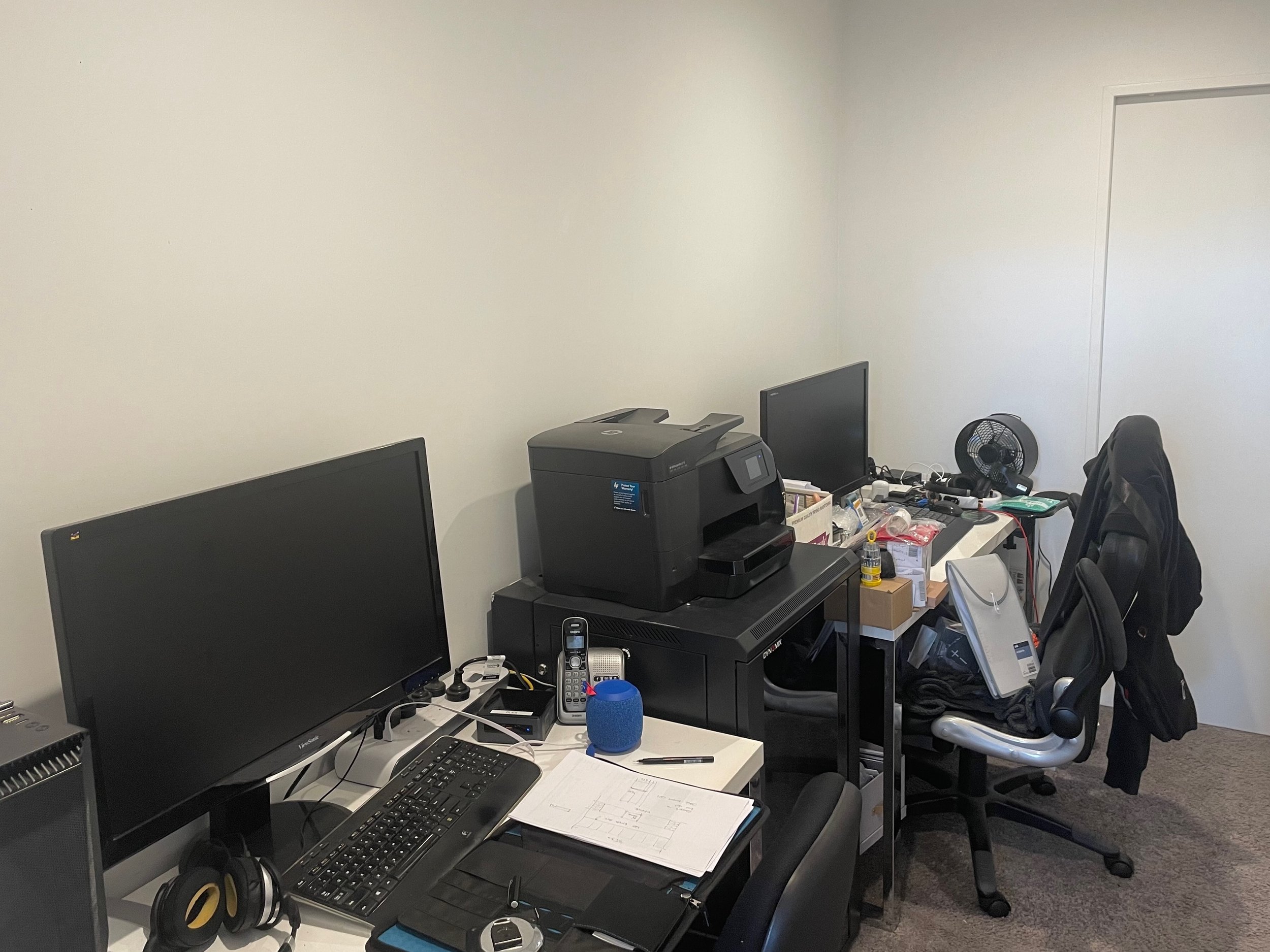 pre-renovation home office for two people