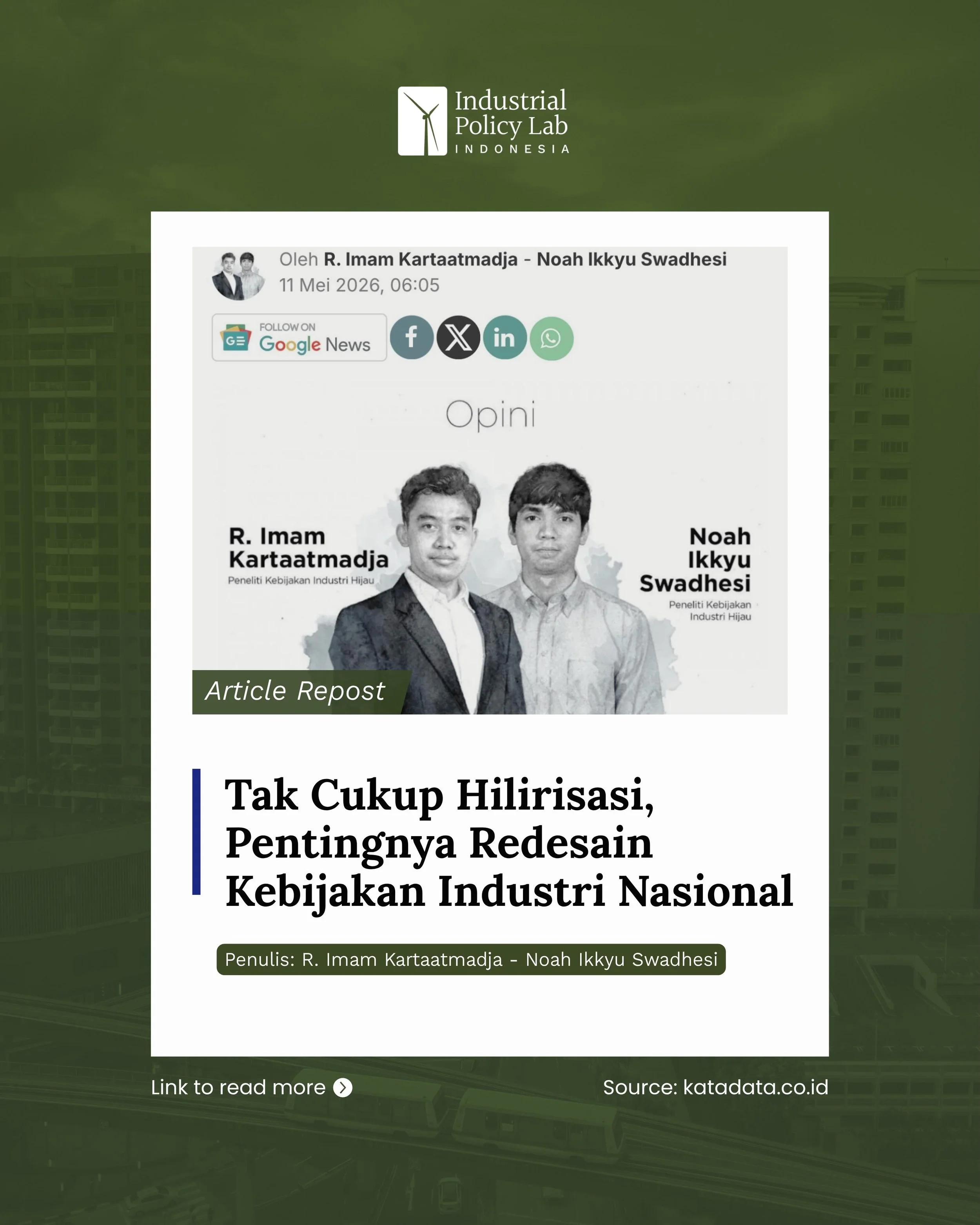 Industrialisasi tidak cukup dimaknai sebagai hilirisasi semata. Diperlukan agenda kebijakan industri strategis yang lebih koheren, terarah, dan menyeluruh untuk mendorong transformasi ekonomi yang berkelanjutan. Simak publikasi terbaru dari research 