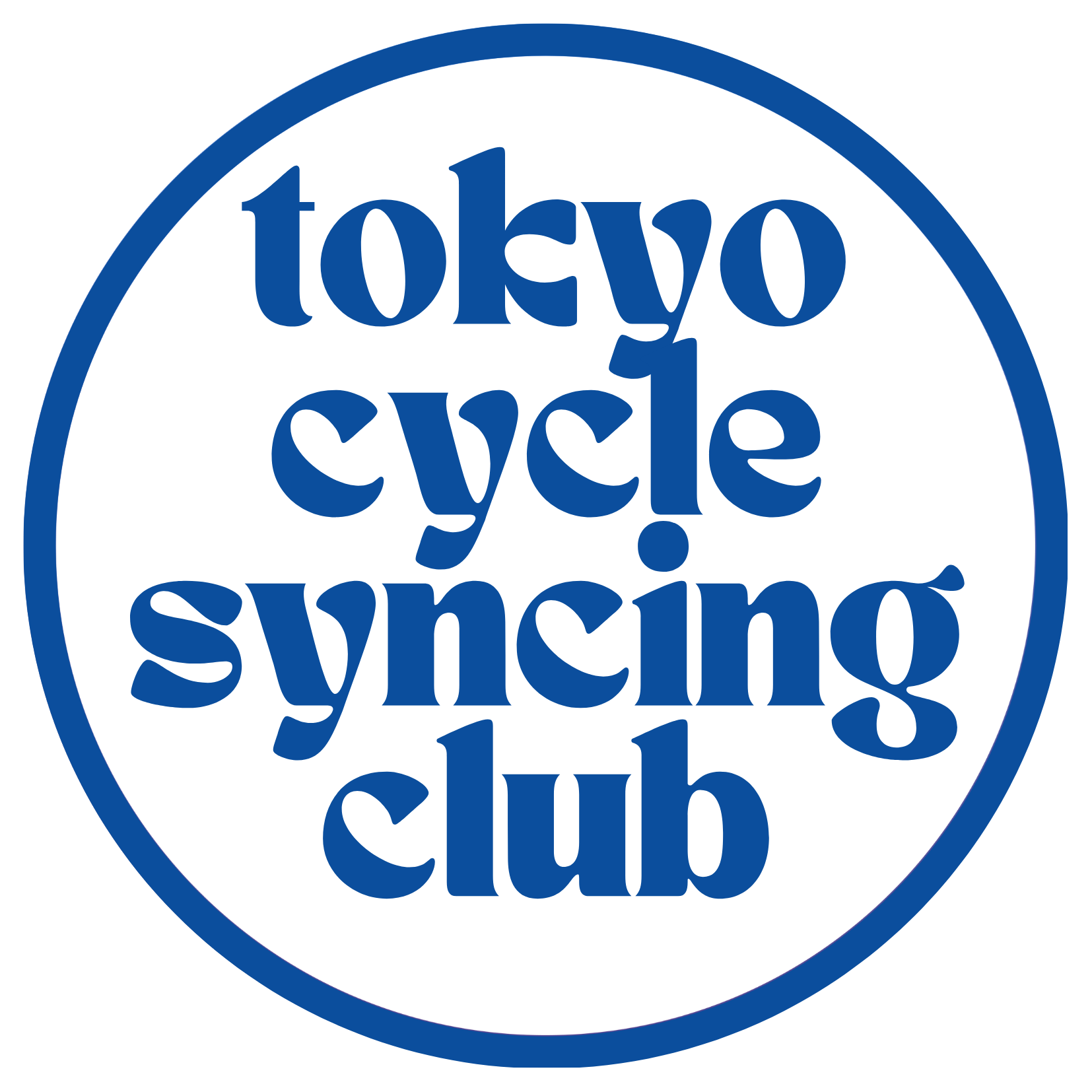 Logo of Tokyo Cycle Syncing Club with blue text inside a circle.