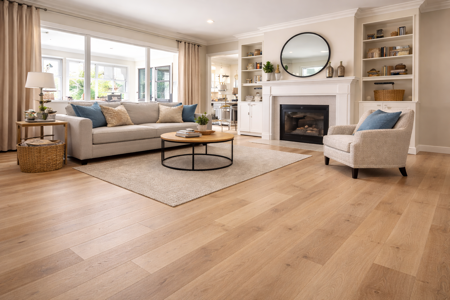 Premium engineered timber flooring installed by Elite Flooring WA in an elegant Perth home.