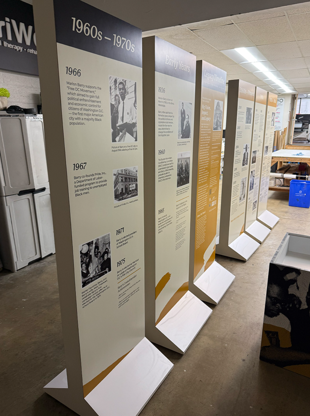 view of information side of kiosks