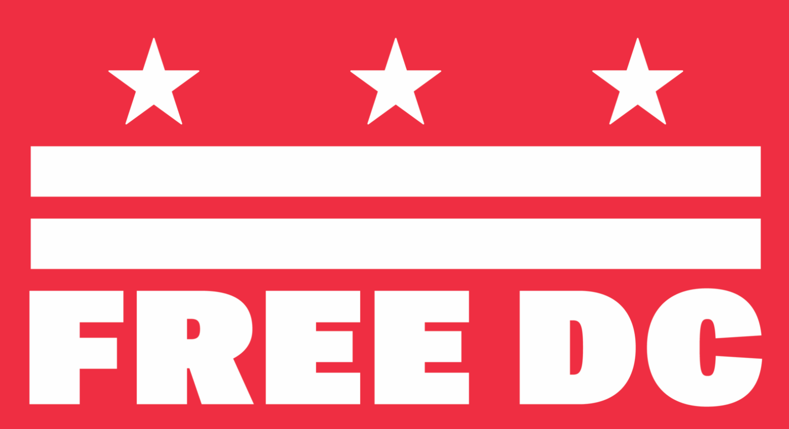 Free DC Logo with three stars, two stripes, and the text Free DC underneath