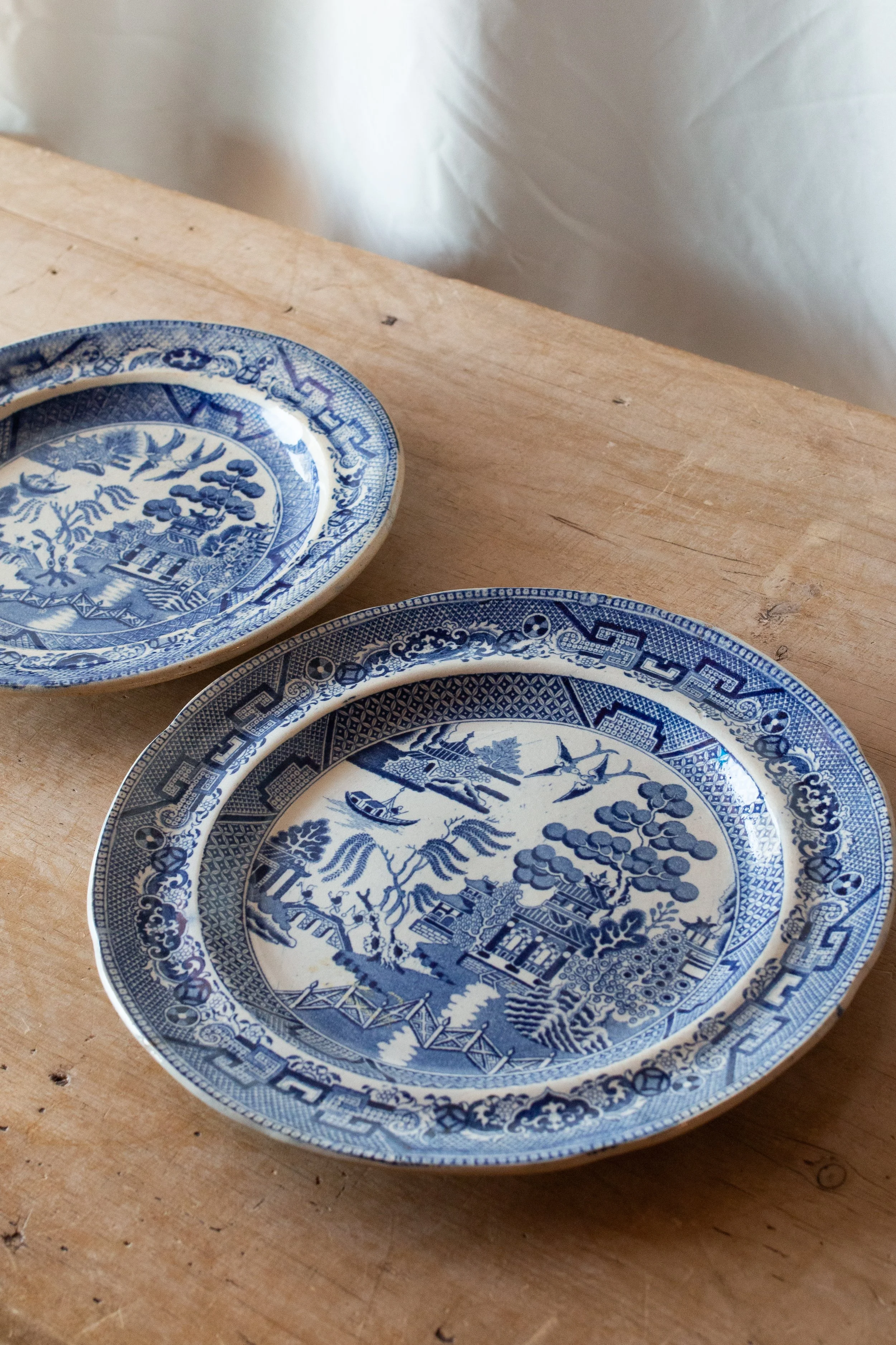 Blue Willow Transferware Plates