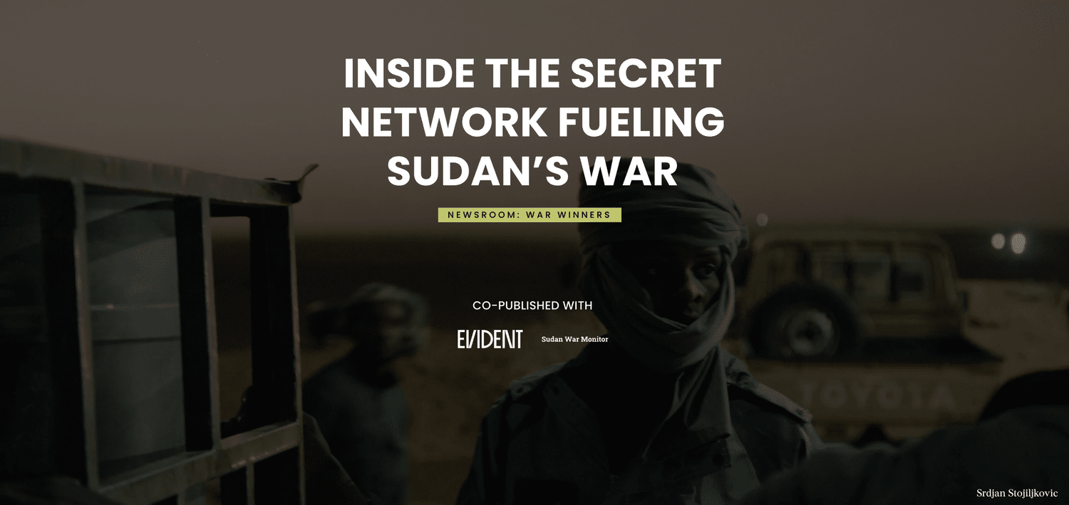 Screenshot of the Lighthouse Reports investigation page: Inside the secret network fueling Sudan's war