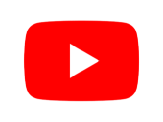 YouTube logo with a red rounded rectangle and a white play button in the center.