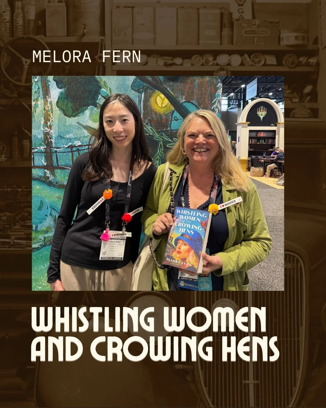 It was so great to meet Melora Fern at ALA, author of Whistling Women and Crowning Hens! @melorafern 

Her novel tells a fascinating story of a young artistic whistler who wants to escape her overbearing family by joining a traveling road show. Melor