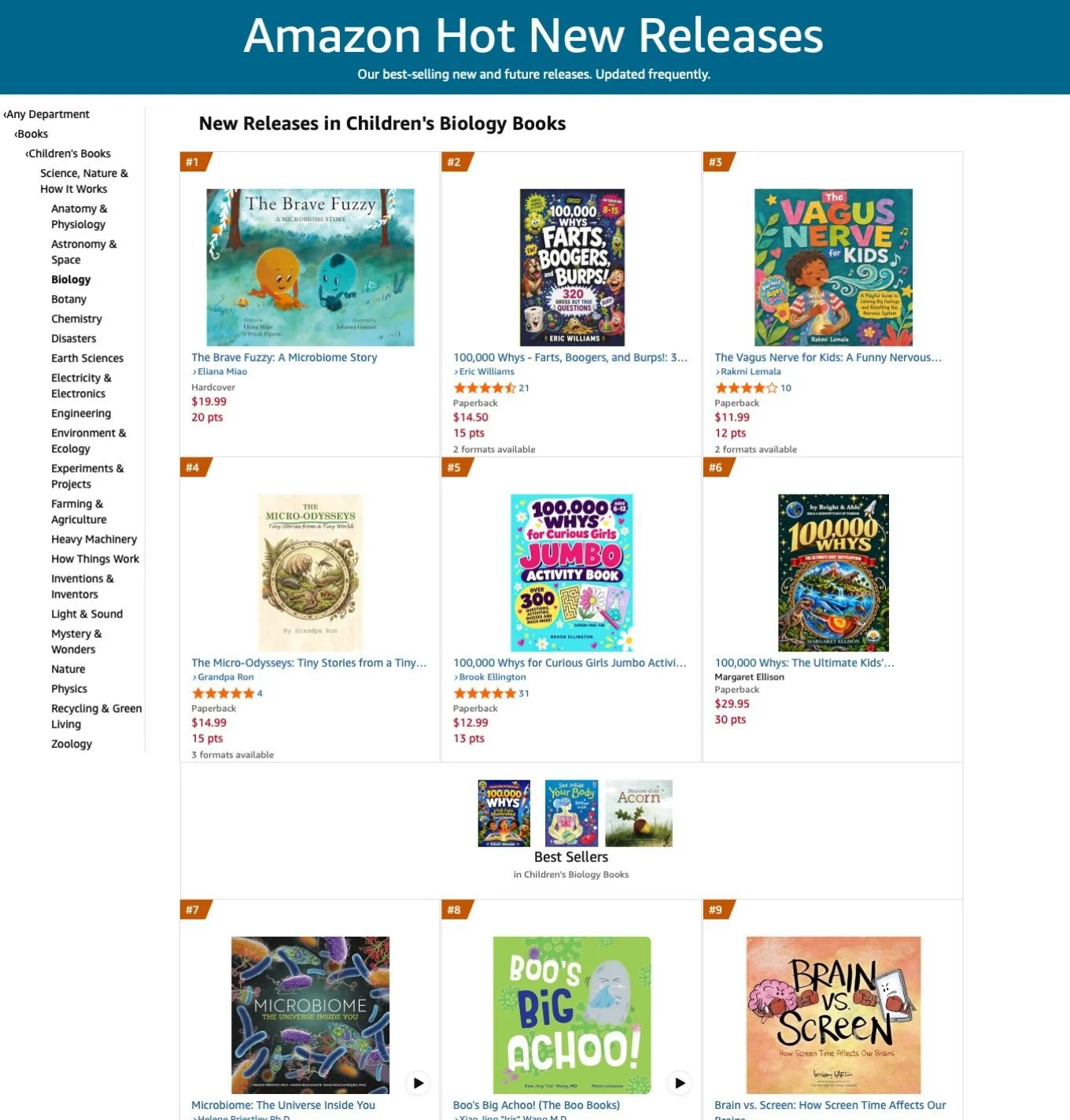 We hit #1 in New Releases in Children&rsquo;s Biology Books during launch week!🥳 

Also, National STEM Day is coming up!! Perfect time to purchase your copy of The Brave Fuzzy!