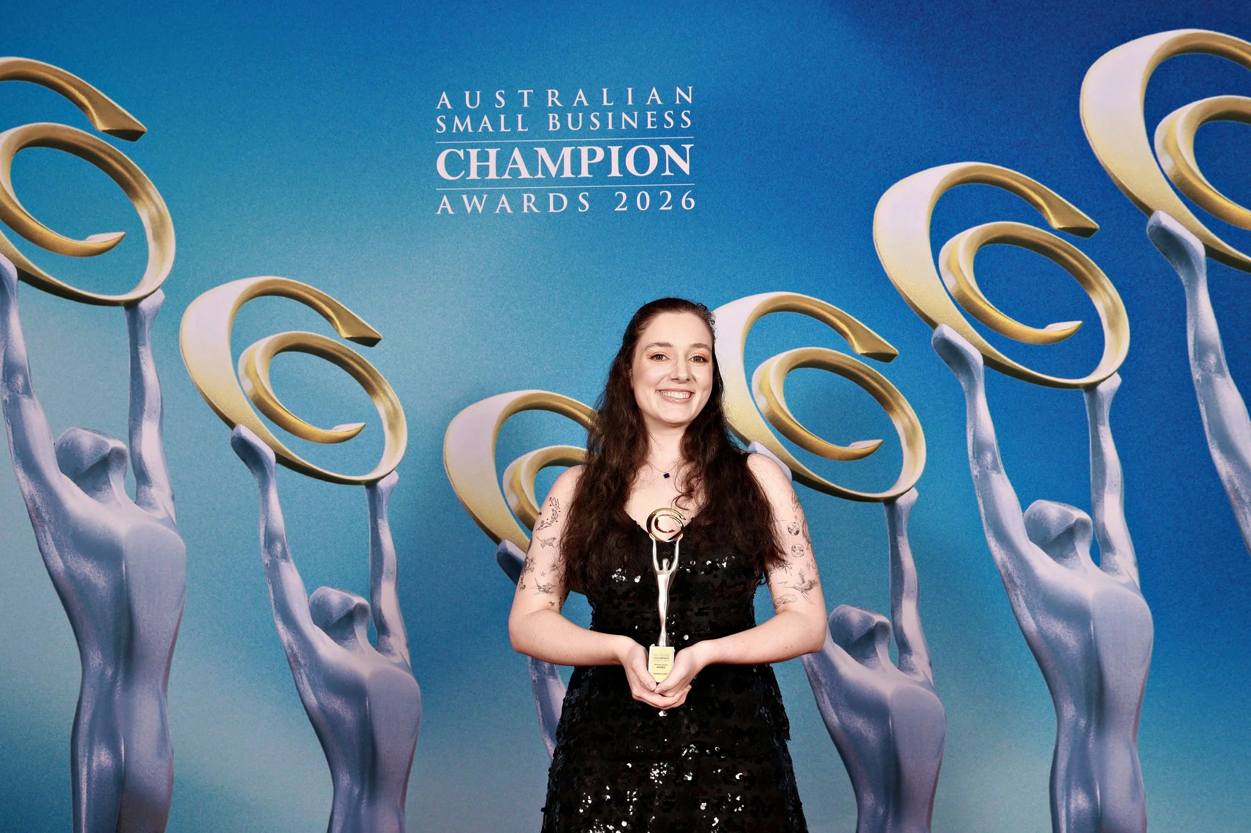 Christina proudly holds the Australian Small Business Champion Award in Marketing Services for Brandshake.