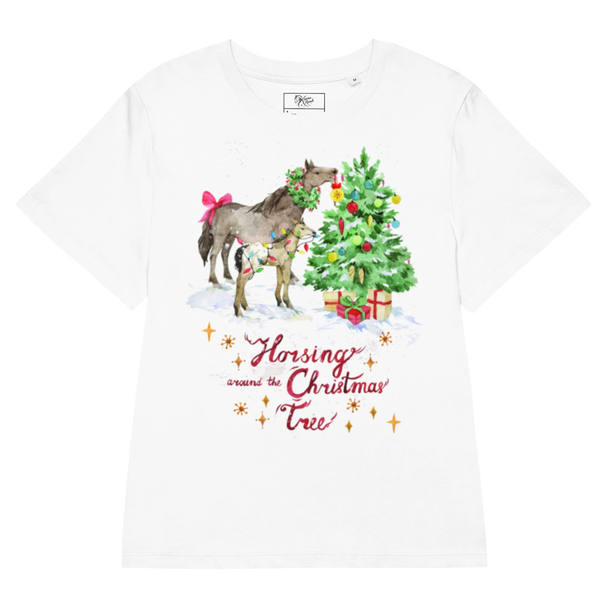 "Horsing Around the Christmas Tree" 100% Organic Women's T-Shirt | Limited Edition