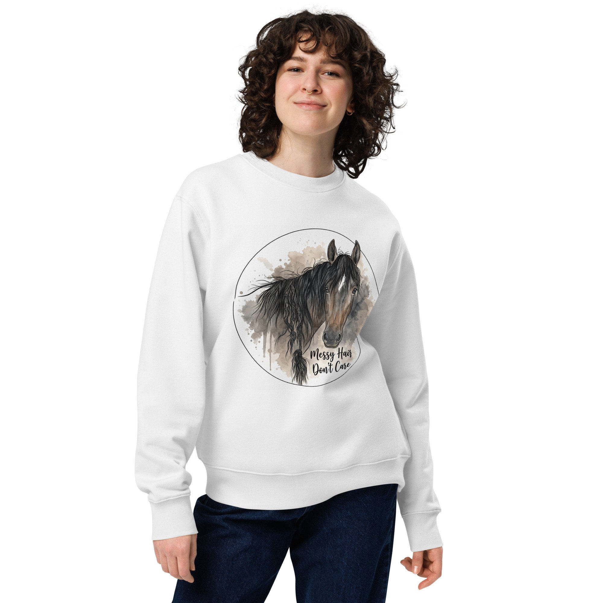 "Messy Hair, Don't Care" Unisex Organic Sweatshirt | Limited Edition