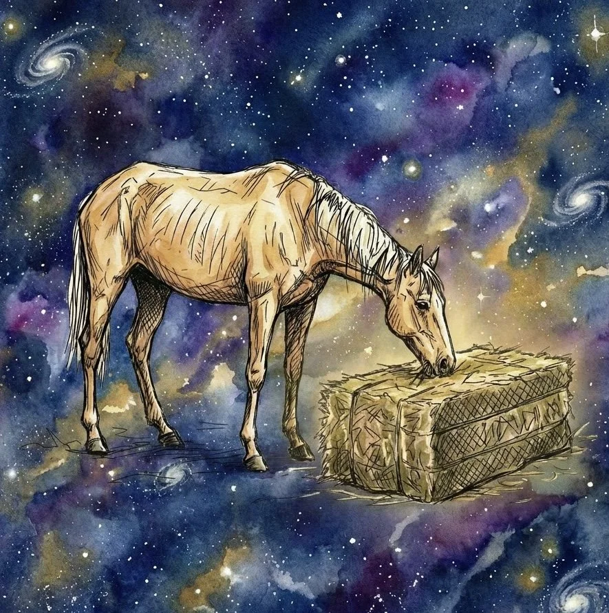 sponsor a bale of hay for the rescue horse of Karma Ranch.jpg