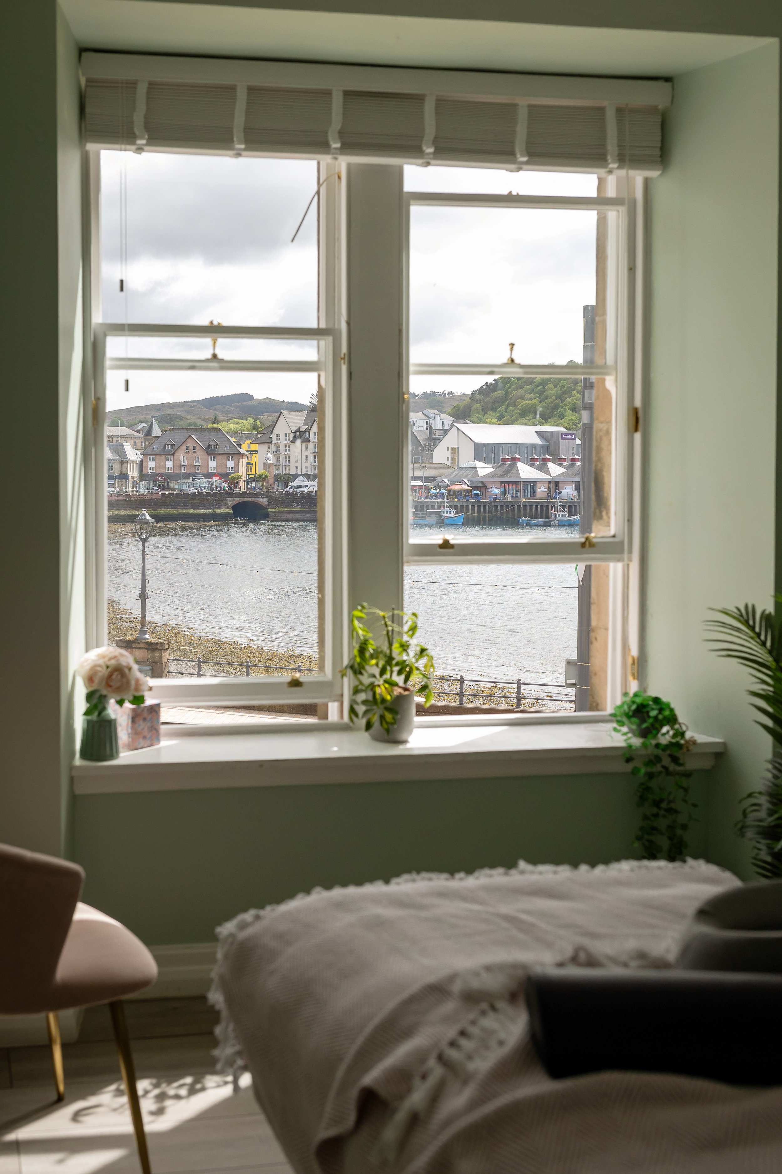 Core Pilates Oban studio with a peaceful view over Oban from the clinic room.