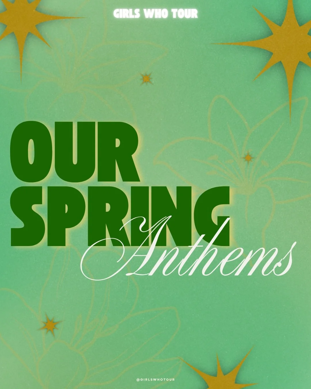 spring is FINALLY here &amp; our playlist has never sounded better 🌷
what songs remind you of this season ??

full @spotify playlist link in our story (also in our new linktree!) 🎧🌼

#spring #girlswhotour #newmusic #musicdiscovery #artistdiscovery