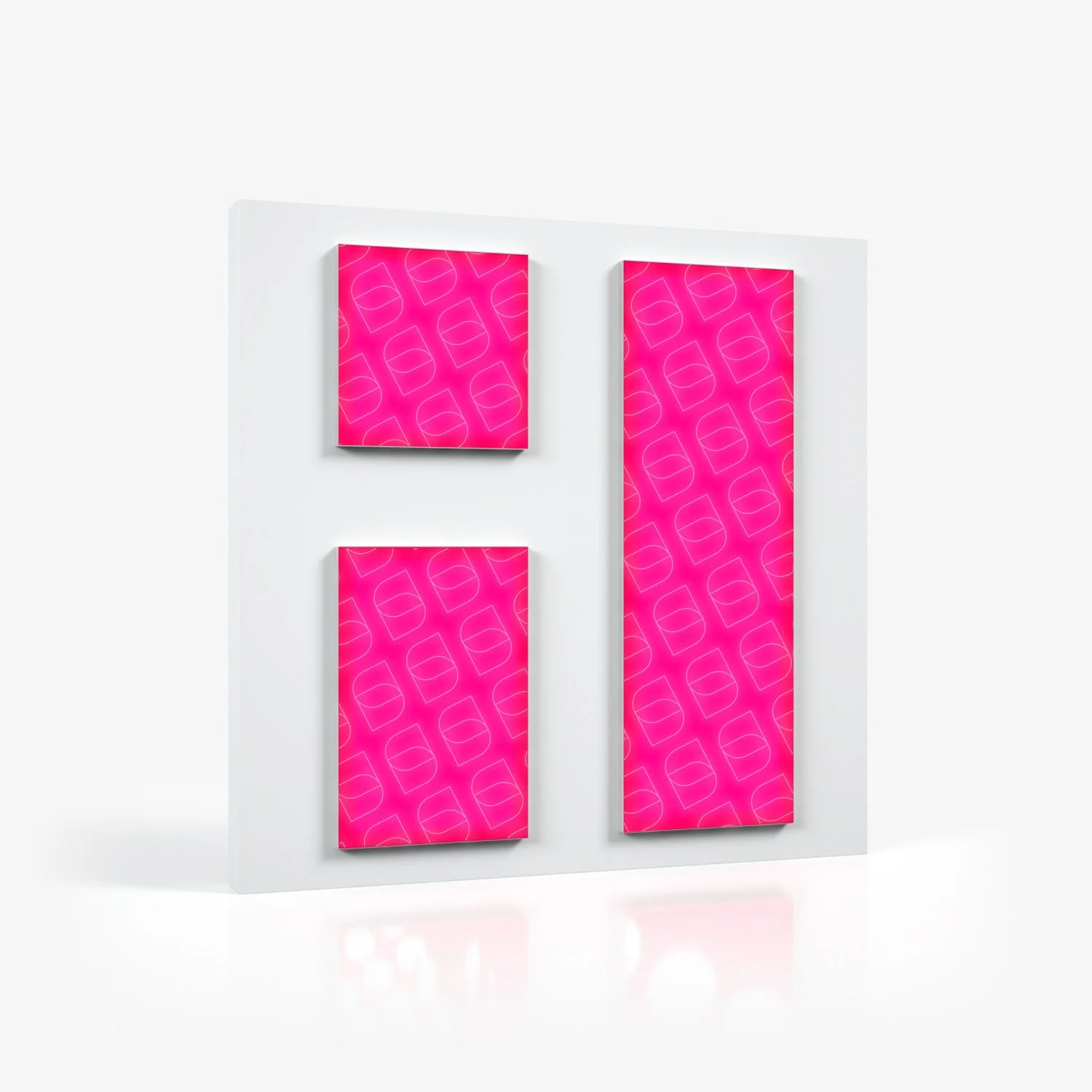 Immagine con 3 pannelli LED da parete di diverse dimensioni