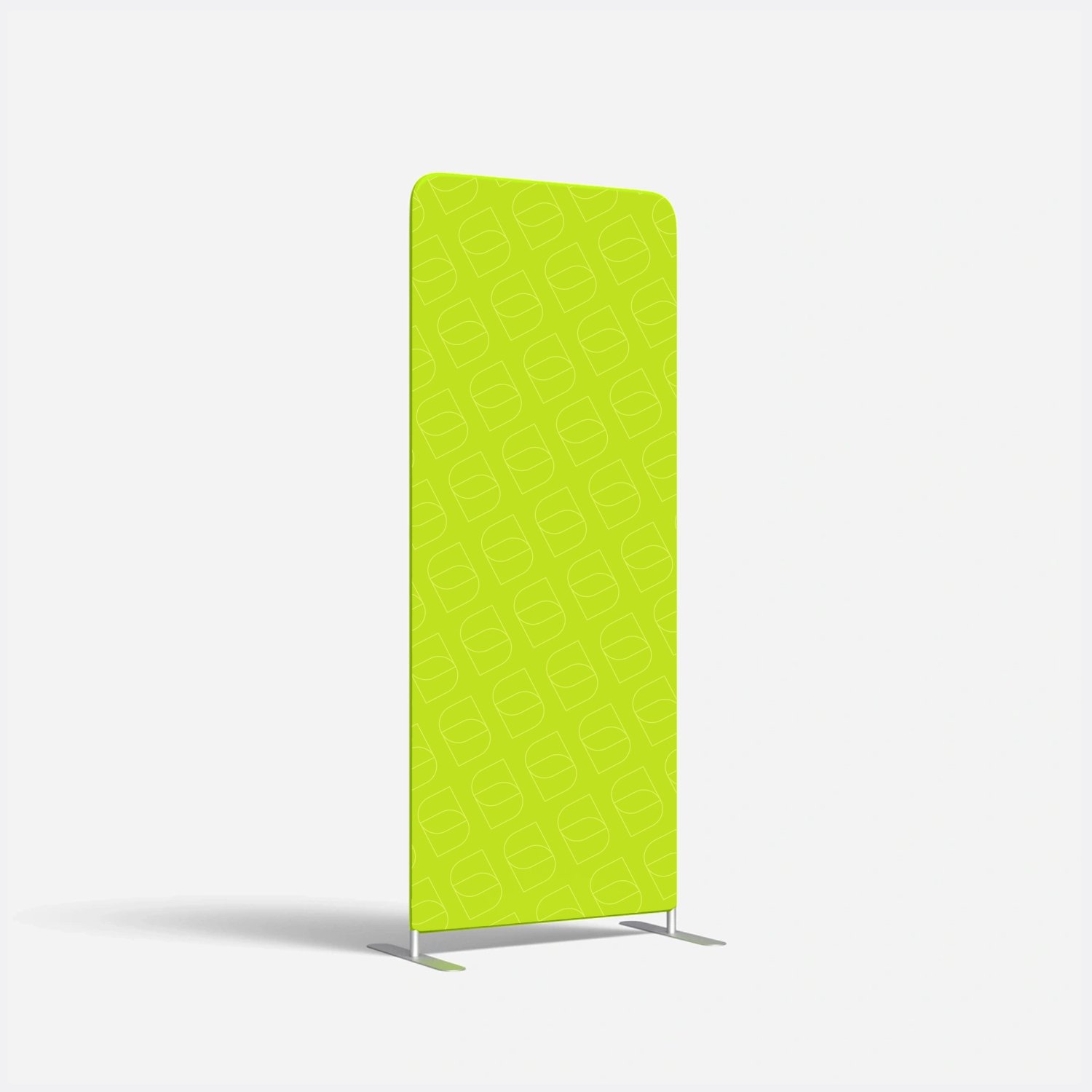 Parete pubblicitaria verde con motivo di linee sottili