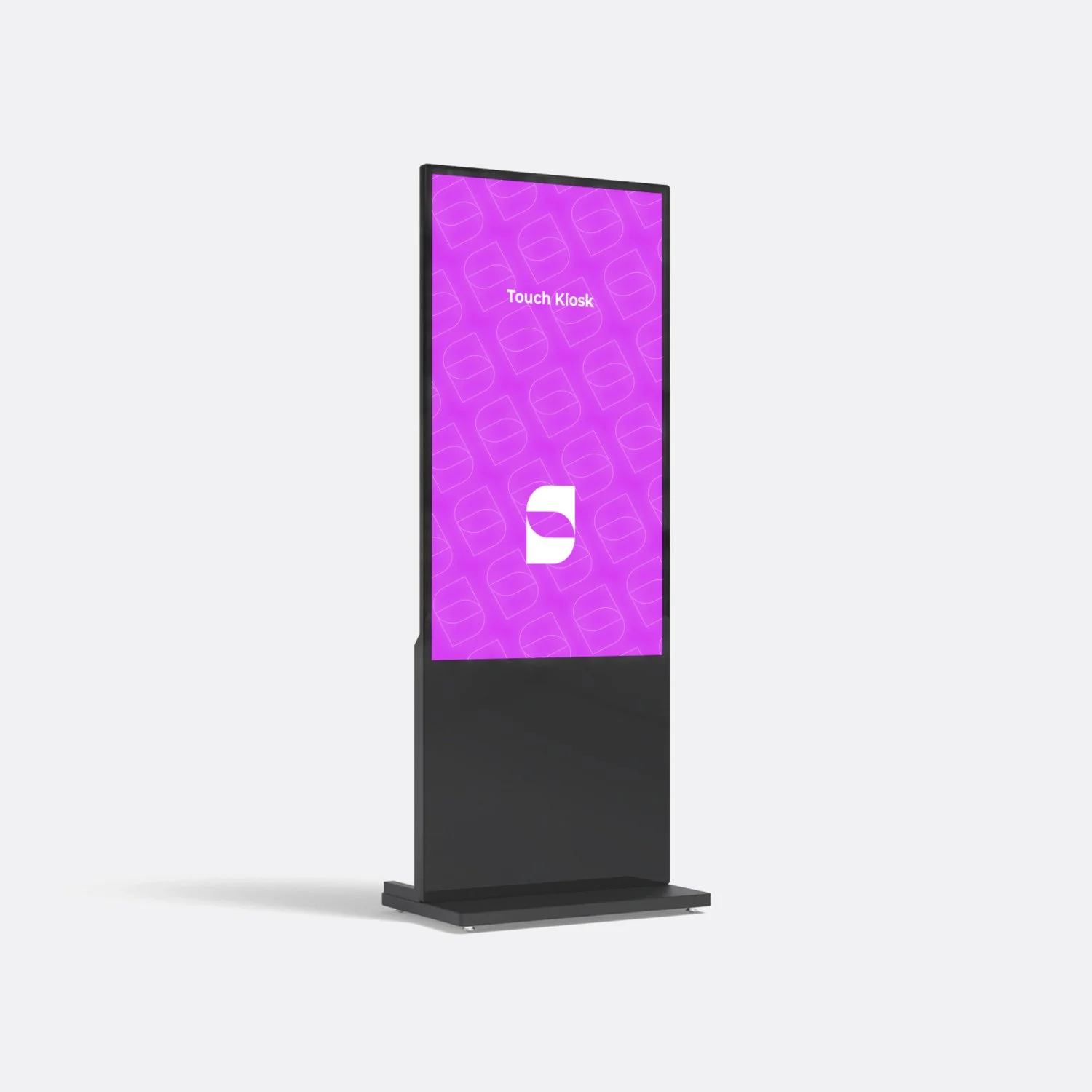 Totem pubblicitario multimediale di colore nero con schermo digitale Touch