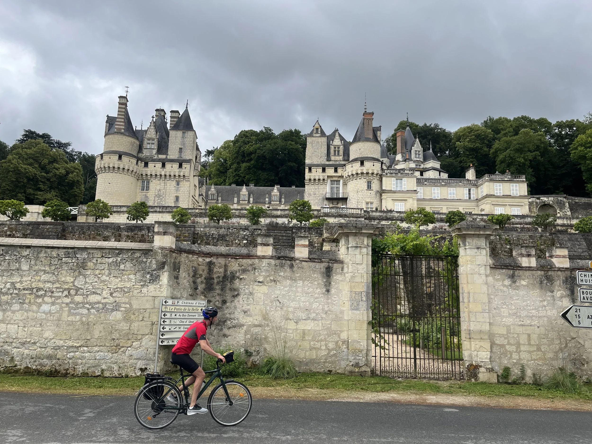 Cycling past Chateau Usse, Loire