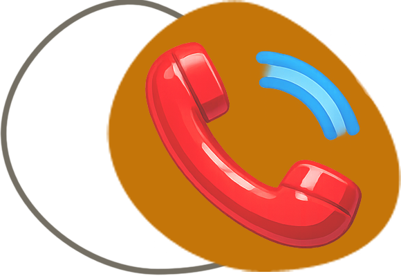 Icône de téléphone fixe rouge avec signal Wi-Fi bleu