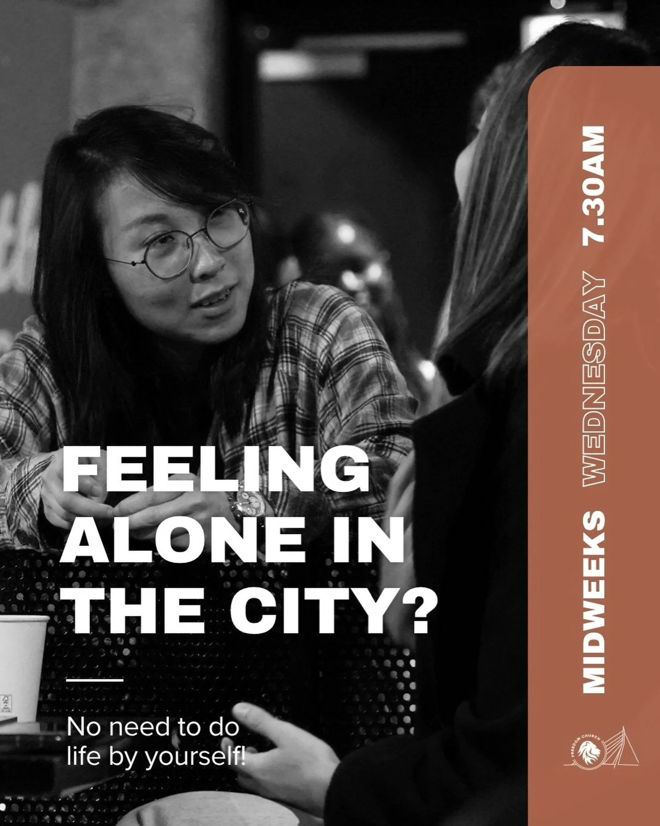 Feeling alone, even when you&rsquo;re surrounded by people?

Life was never meant to be lived alone.

Tomorrow evening we&rsquo;re gathering for Midweeks, a space to meet people, worship together, and share life and God&rsquo;s Word in small groups.
