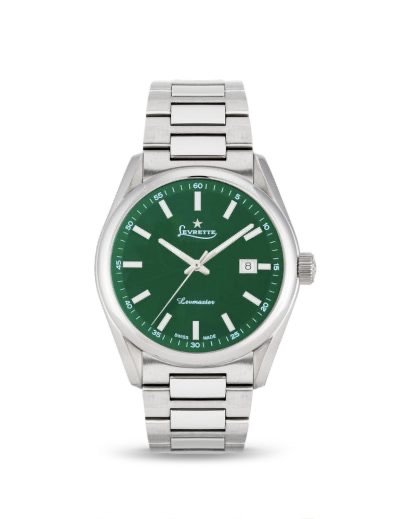 Immagine di un orologio Levrette argentato con sfondo verde