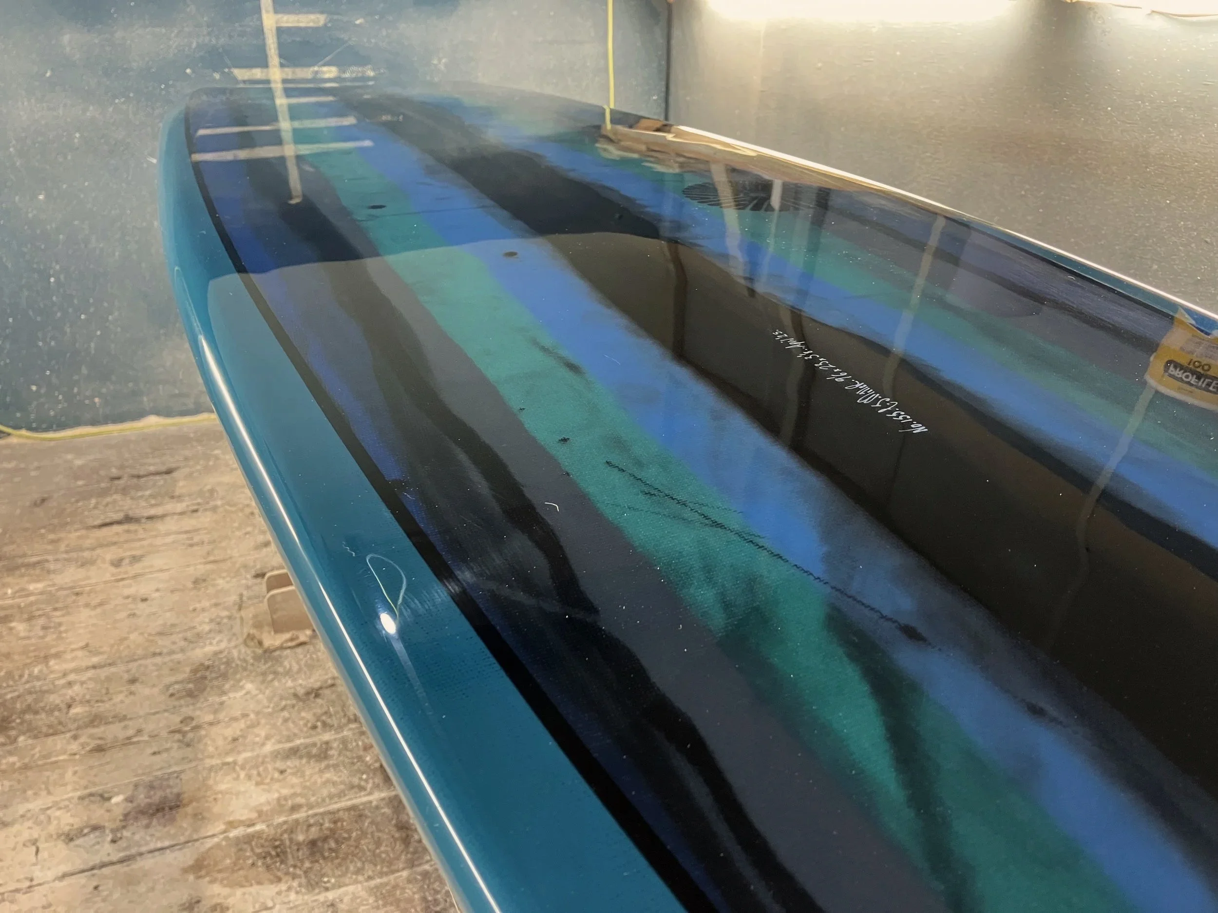 custom striped abstract resin tint longboard