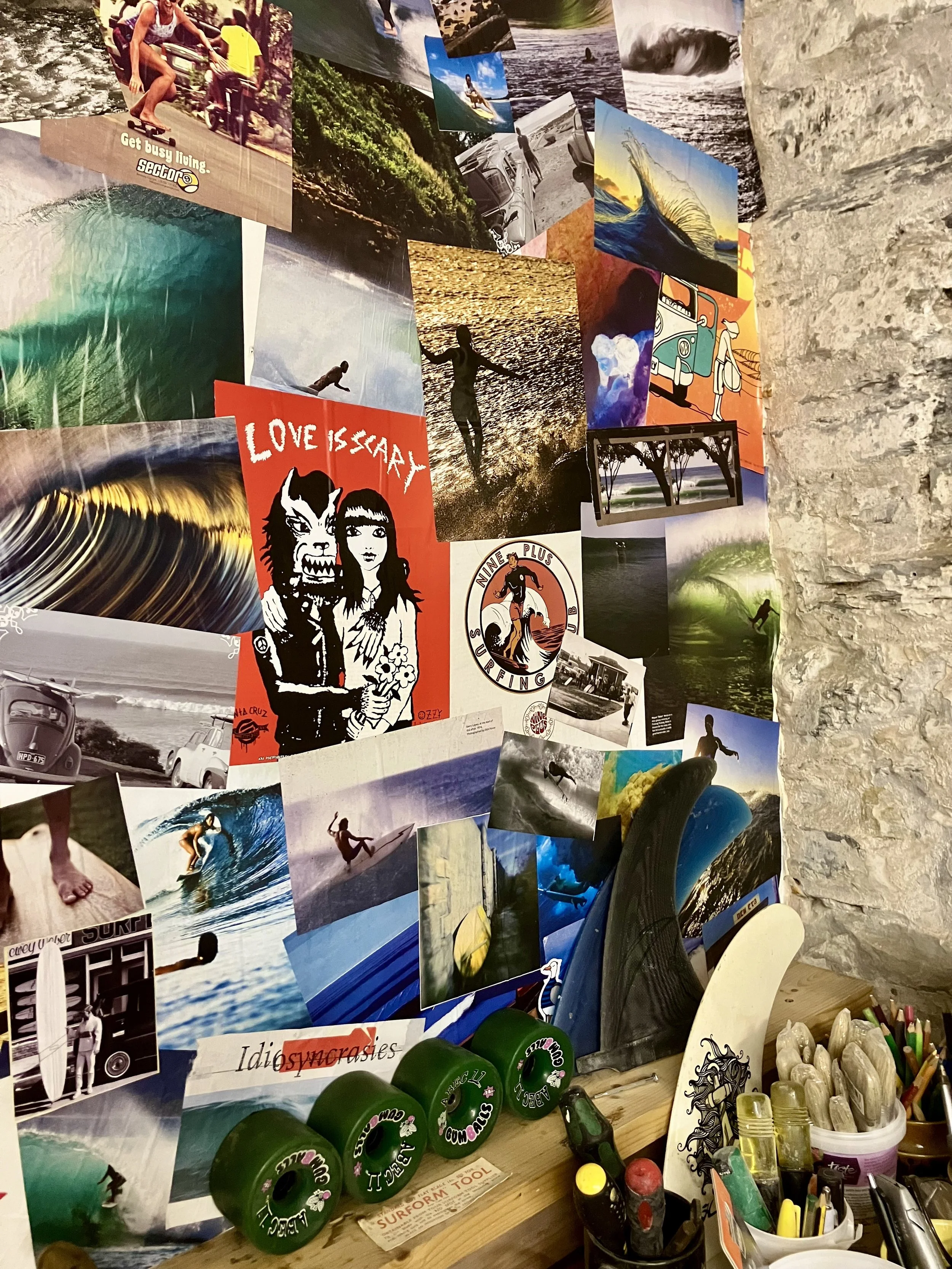 workshop collage wall inspiration board
