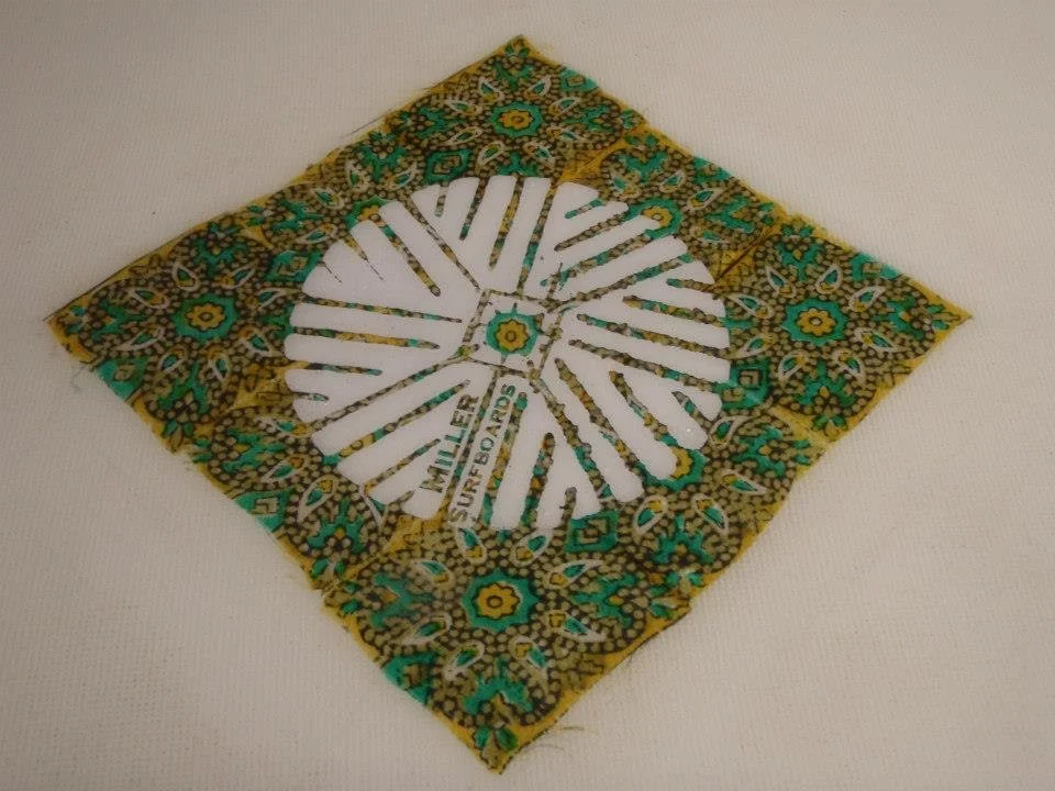 fabric inlay on surfboard