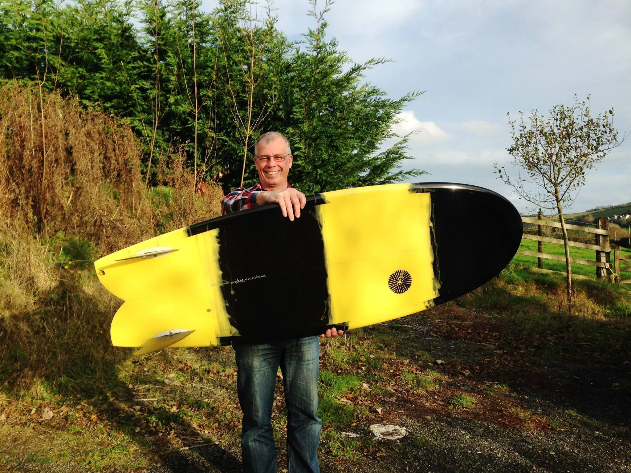 bumble bee resin tint swallow tail mini Simmons style surfboard