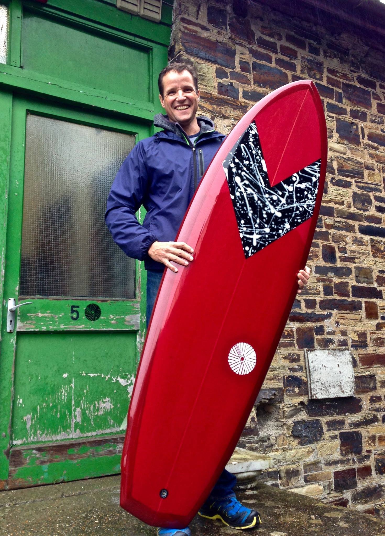 speed dialler quad surfboard with resin tint and abstract resin panel