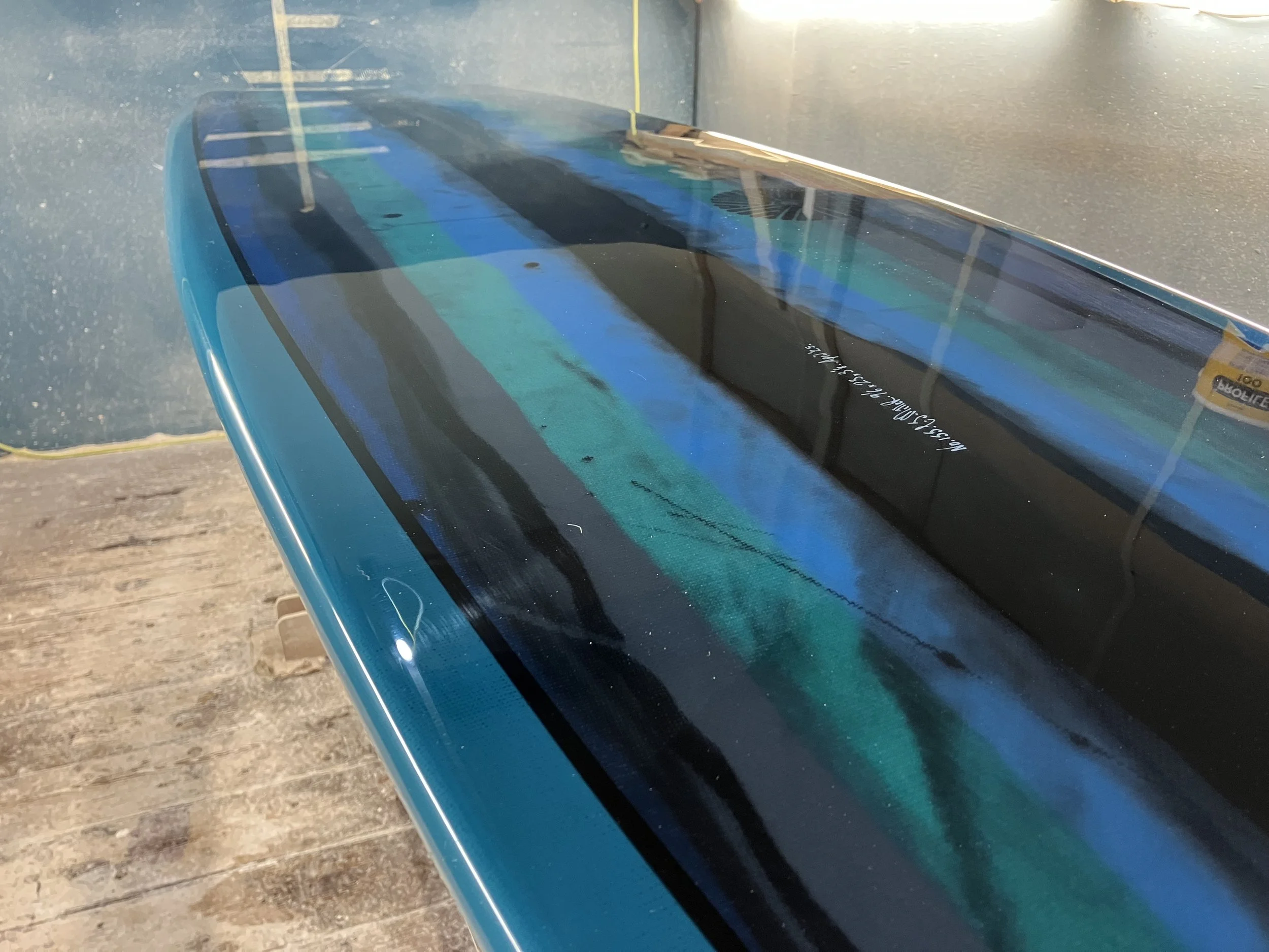 custom striped abstract resin tint longboard