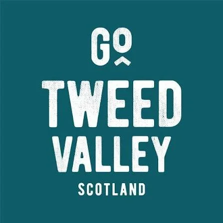Text graphic with the words 'Go Tweed Valley Scotland' in white capital letters on a dark teal background.