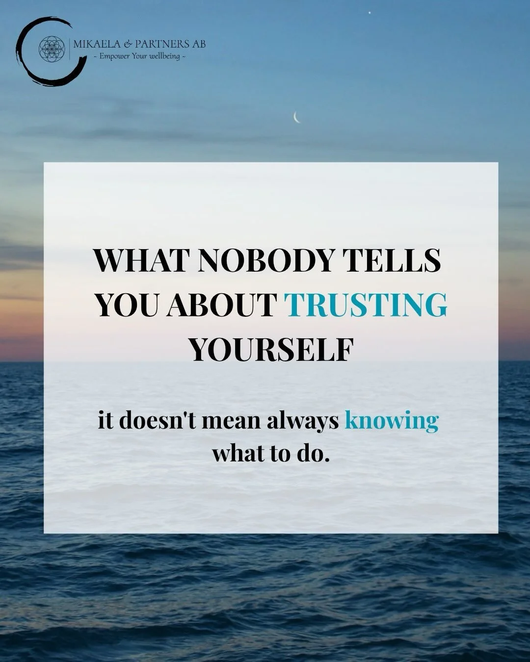 Self-trust doesn&rsquo;t mean always knowing what to do. 🌿
What helps to grow Self-trust is pausing before looking for someone else&rsquo;s answer and asking yourself: What do I actually think? 
You don&rsquo;t have to get every decision right. Trus