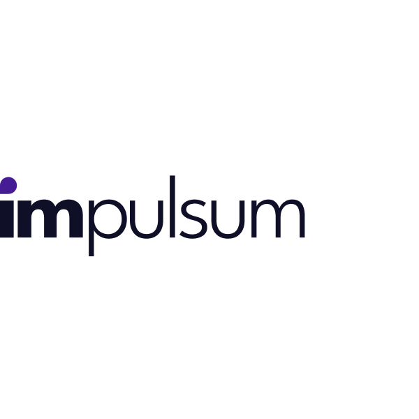 The image shows the word "impulse" written in a stylized font with a purple to dark blue color gradient on a black background.